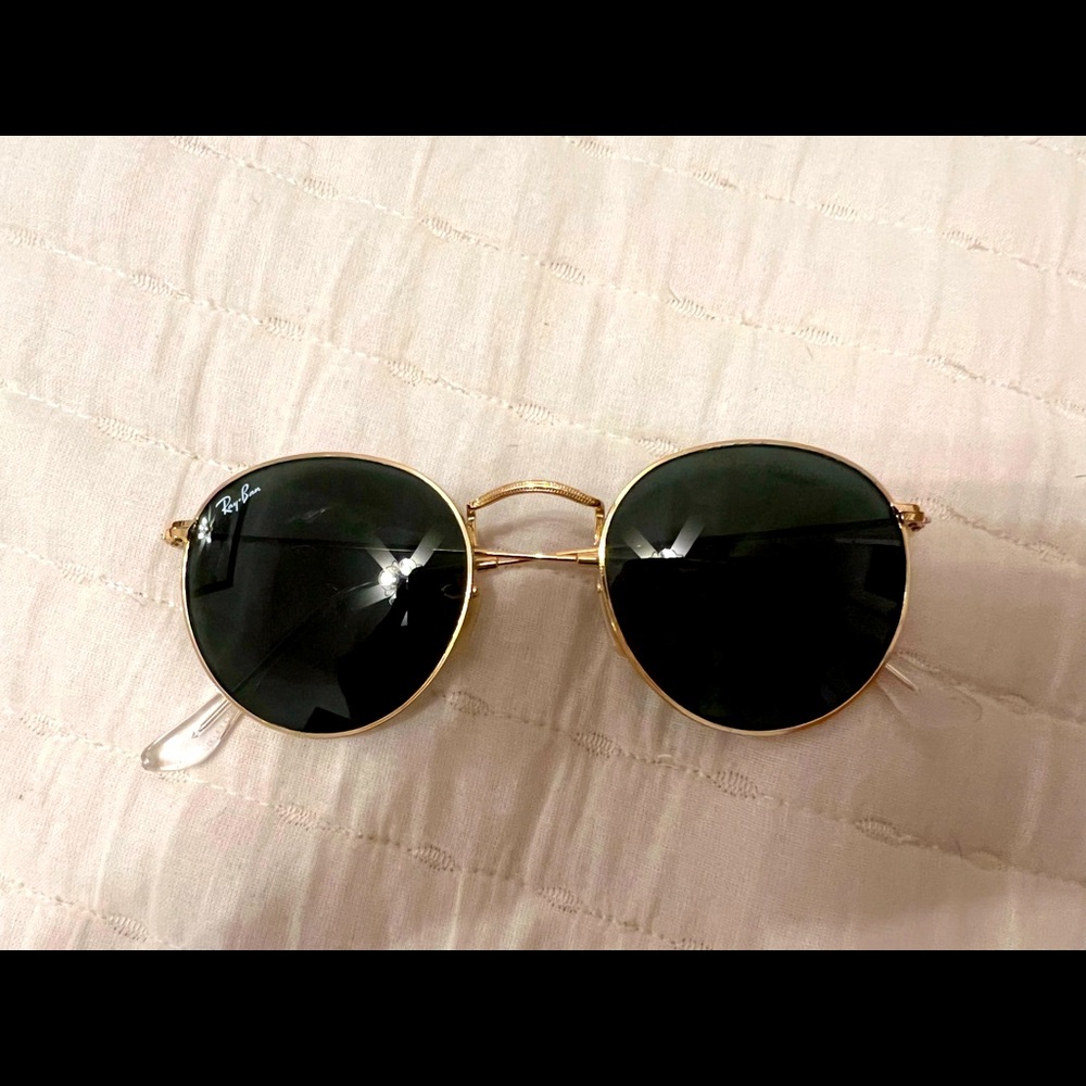 Rayban round black and gold